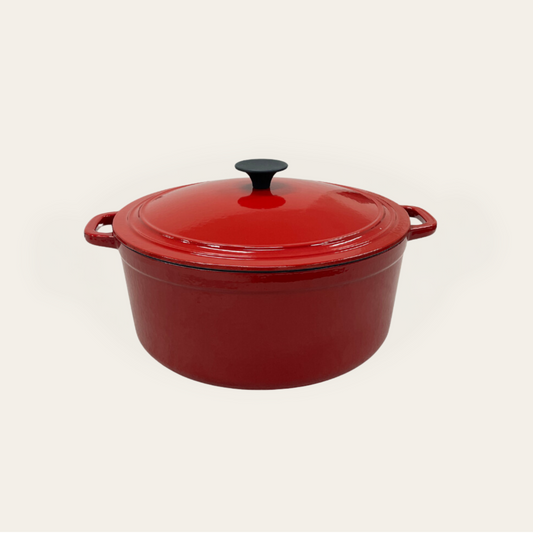 7 Quart Enameled Cast Iron Round Dutch Oven with Lid, Red