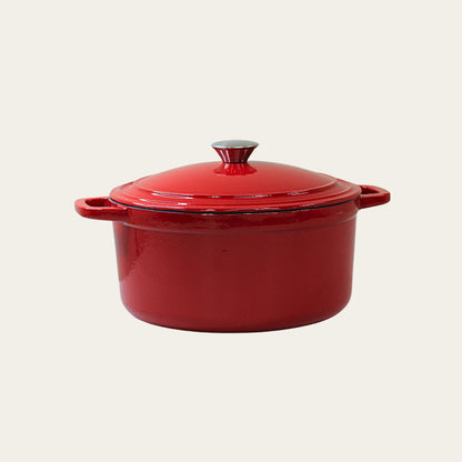 5.5 Quart Enameled Cast Iron Round Dutch Oven, Red