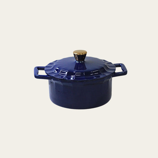 4 Quart Enameled Cast Iron Round Dutch Oven with Lid, Peacock Blue