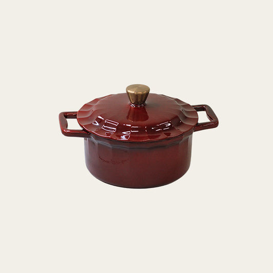 4 Quart Enameled Cast Iron Round Dutch Oven with Lid, Burgundy