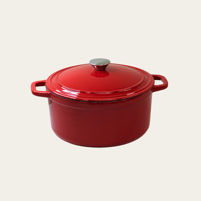 5.5 Quart Enameled Cast Iron Round Dutch Oven, Red