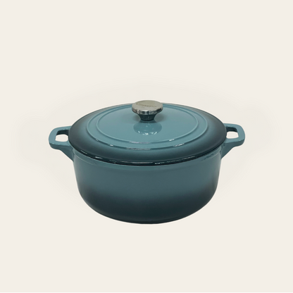 Cinnamon Home 6 Quart  Enameled Cast Iron Round Dutch Oven with Lid, Slate-Gray