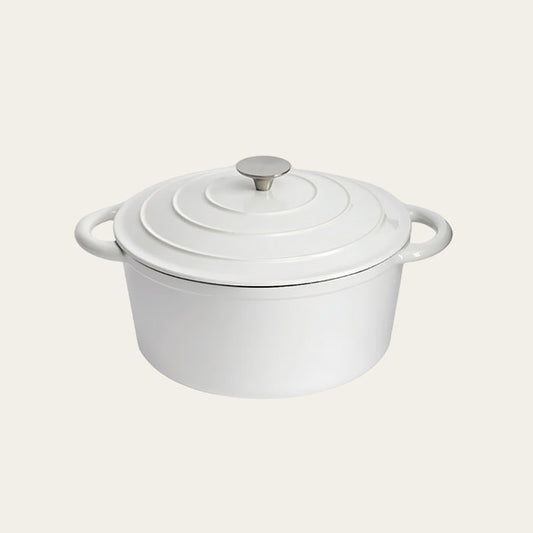 6 Quart Enameled Cast Iron Round Dutch Oven with Lid, Matt White