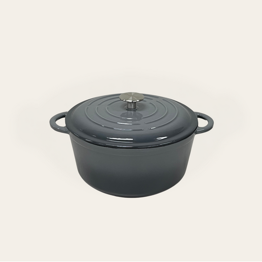 Cinnamon Home 5 Quart  Enameled Cast Iron Round Dutch Oven with Lid, Gray