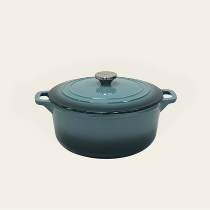 Cinnamon Home 6 Quart  Enameled Cast Iron Round Dutch Oven with Lid, Slate-Gray