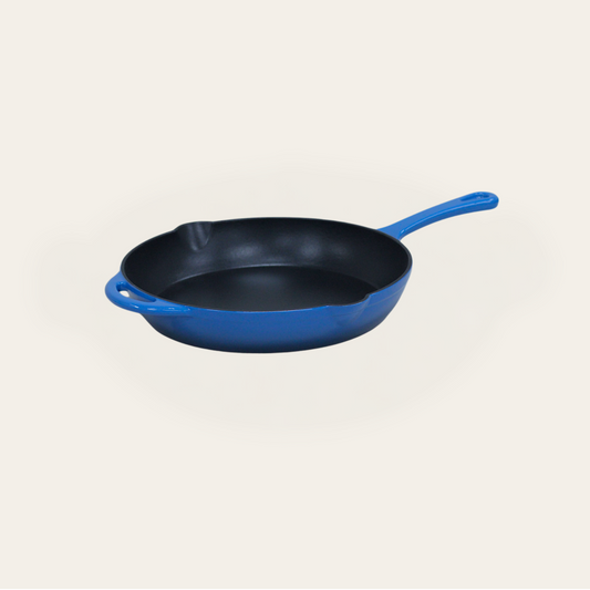 Cinnamon Home 12 Inch Enameled Cast Iron Skillet, Blue